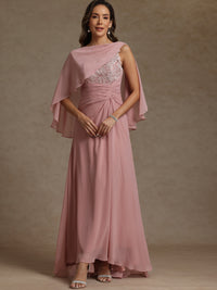 A-Line/Princess Two-Piece Pleated Lace Appliques Floor-Length Mother of the Bride Dresses with Ruffle