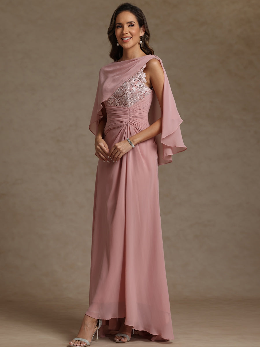 A-Line/Princess Two-Piece Pleated Lace Appliques Floor-Length Mother of the Bride Dresses with Ruffle