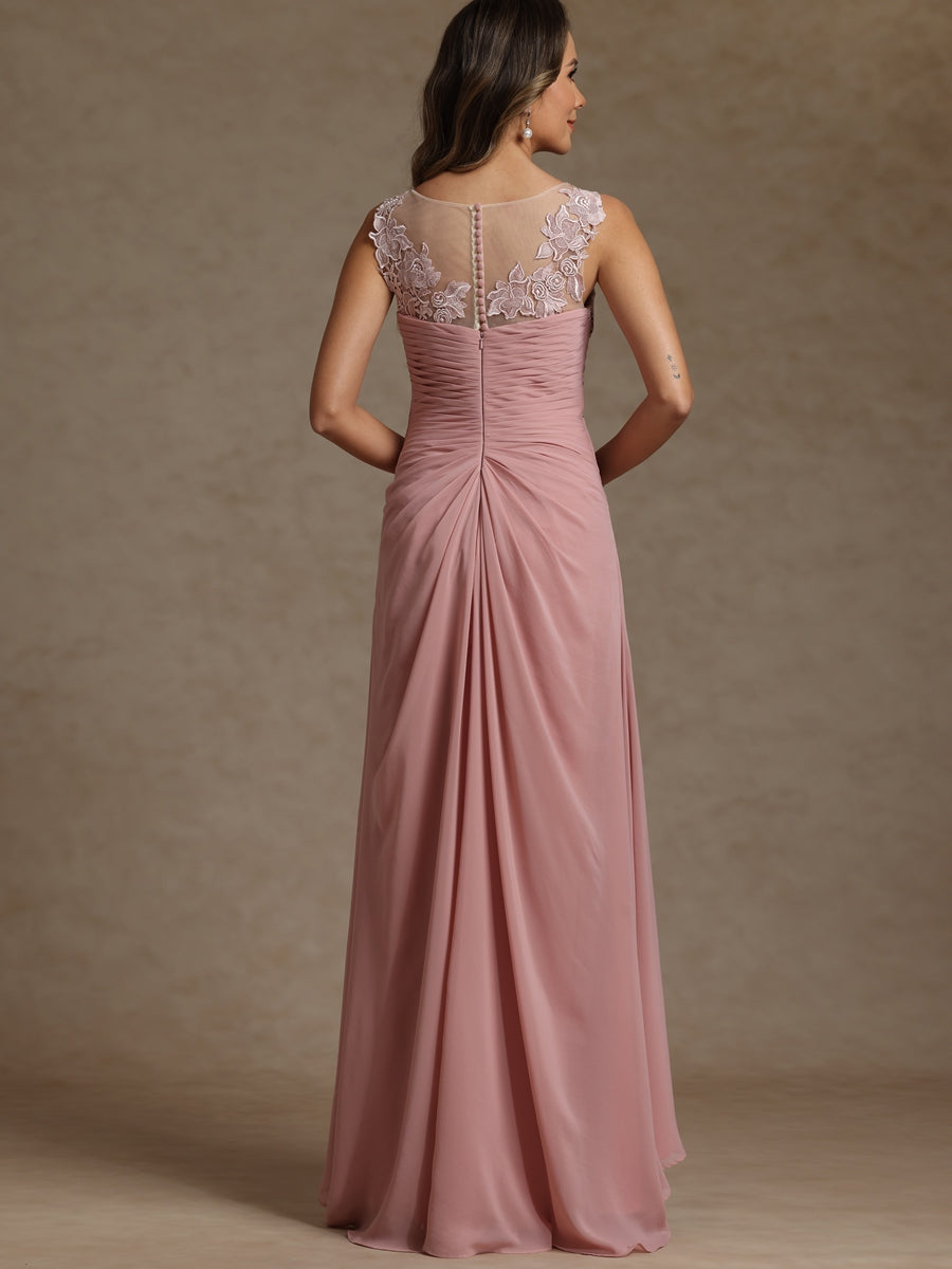 A-Line/Princess Two-Piece Pleated Lace Appliques Floor-Length Mother of the Bride Dresses with Ruffle