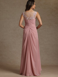 A-Line/Princess Two-Piece Pleated Lace Appliques Floor-Length Mother of the Bride Dresses with Ruffle
