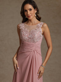A-Line/Princess Two-Piece Pleated Lace Appliques Floor-Length Mother of the Bride Dresses with Ruffle