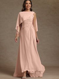 A-Line/Princess Two-Piece Pleated Lace Appliques Floor-Length Mother of the Bride Dresses with Ruffle