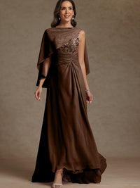 A-Line/Princess Two-Piece Pleated Lace Appliques Floor-Length Mother of the Bride Dresses with Ruffle