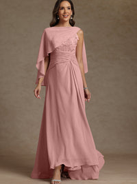 A-Line/Princess Two-Piece Pleated Lace Appliques Floor-Length Mother of the Bride Dresses with Ruffle