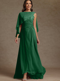A-Line/Princess Two-Piece Pleated Lace Appliques Floor-Length Mother of the Bride Dresses with Ruffle