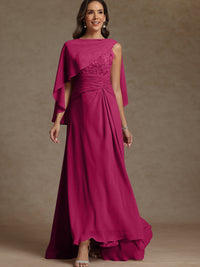A-Line/Princess Two-Piece Pleated Lace Appliques Floor-Length Mother of the Bride Dresses with Ruffle