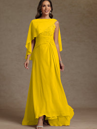A-Line/Princess Two-Piece Pleated Lace Appliques Floor-Length Mother of the Bride Dresses with Ruffle