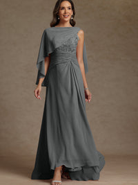 A-Line/Princess Two-Piece Pleated Lace Appliques Floor-Length Mother of the Bride Dresses with Ruffle