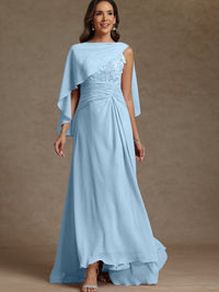 A-Line/Princess Two-Piece Pleated Lace Appliques Floor-Length Mother of the Bride Dresses with Ruffle