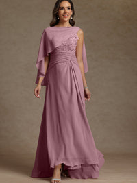 A-Line/Princess Two-Piece Pleated Lace Appliques Floor-Length Mother of the Bride Dresses with Ruffle