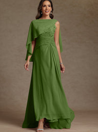 A-Line/Princess Two-Piece Pleated Lace Appliques Floor-Length Mother of the Bride Dresses with Ruffle