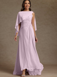 A-Line/Princess Two-Piece Pleated Lace Appliques Floor-Length Mother of the Bride Dresses with Ruffle