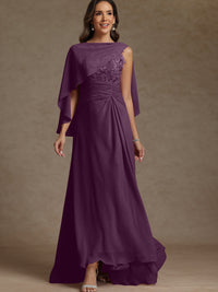 A-Line/Princess Two-Piece Pleated Lace Appliques Floor-Length Mother of the Bride Dresses with Ruffle