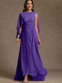 A-Line/Princess Two-Piece Pleated Lace Appliques Floor-Length Mother of the Bride Dresses with Ruffle