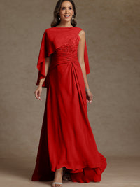 A-Line/Princess Two-Piece Pleated Lace Appliques Floor-Length Mother of the Bride Dresses with Ruffle