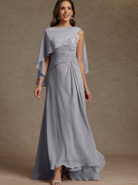 A-Line/Princess Two-Piece Pleated Lace Appliques Floor-Length Mother of the Bride Dresses with Ruffle