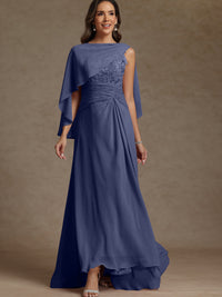 A-Line/Princess Two-Piece Pleated Lace Appliques Floor-Length Mother of the Bride Dresses with Ruffle