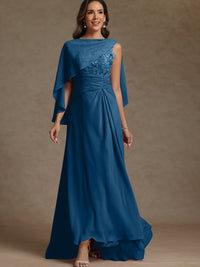 A-Line/Princess Two-Piece Pleated Lace Appliques Floor-Length Mother of the Bride Dresses with Ruffle
