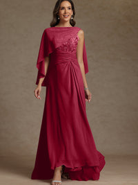 A-Line/Princess Two-Piece Pleated Lace Appliques Floor-Length Mother of the Bride Dresses with Ruffle