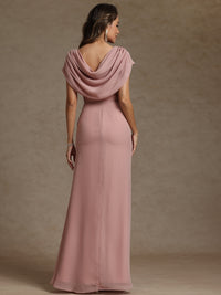 Sheath/Column Asymmetrical Cape Sleeves Floor-Length Mother of the Bride Dresses with Ruffle