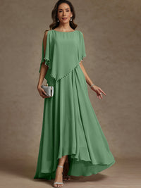 A-Line/Princess Asymmetrical Ankle-Length Mother of the Bride Dresses with Pockets