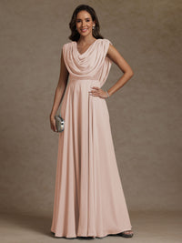A-Line/Princess Asymmetrical Pleated Sequins Floor-Length Mother of the Bride Dresses with Pockets