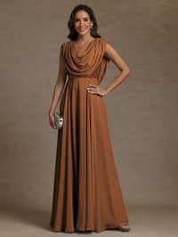A-Line/Princess Asymmetrical Pleated Sequins Floor-Length Mother of the Bride Dresses with Pockets