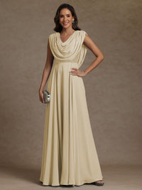 A-Line/Princess Asymmetrical Pleated Sequins Floor-Length Mother of the Bride Dresses with Pockets