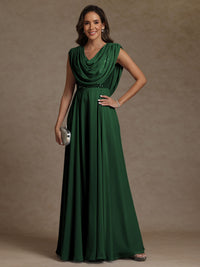A-Line/Princess Asymmetrical Pleated Sequins Floor-Length Mother of the Bride Dresses with Pockets