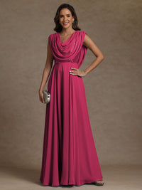 A-Line/Princess Asymmetrical Pleated Sequins Floor-Length Mother of the Bride Dresses with Pockets
