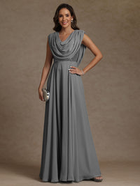 A-Line/Princess Asymmetrical Pleated Sequins Floor-Length Mother of the Bride Dresses with Pockets
