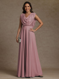 A-Line/Princess Asymmetrical Pleated Sequins Floor-Length Mother of the Bride Dresses with Pockets
