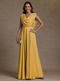 A-Line/Princess Asymmetrical Pleated Sequins Floor-Length Mother of the Bride Dresses with Pockets