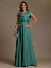 A-Line/Princess Asymmetrical Pleated Sequins Floor-Length Mother of the Bride Dresses with Pockets