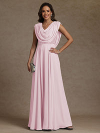 A-Line/Princess Asymmetrical Pleated Sequins Floor-Length Mother of the Bride Dresses with Pockets