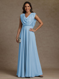 A-Line/Princess Asymmetrical Pleated Sequins Floor-Length Mother of the Bride Dresses with Pockets