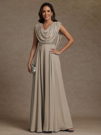 A-Line/Princess Asymmetrical Pleated Sequins Floor-Length Mother of the Bride Dresses with Pockets