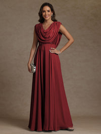 A-Line/Princess Asymmetrical Pleated Sequins Floor-Length Mother of the Bride Dresses with Pockets