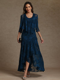 A-Line/Princess Two-Piece Asymmetrical Appliques Ankle-Length Mother of the Bride Dresses with Jacket