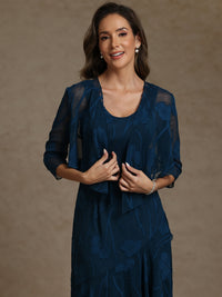 A-Line/Princess Two-Piece Asymmetrical Appliques Ankle-Length Mother of the Bride Dresses with Jacket