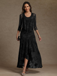 A-Line/Princess Two-Piece Asymmetrical Appliques Ankle-Length Mother of the Bride Dresses with Jacket