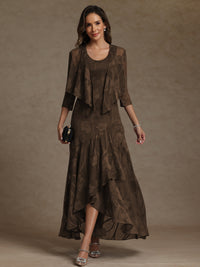 A-Line/Princess Two-Piece Asymmetrical Appliques Ankle-Length Mother of the Bride Dresses with Jacket