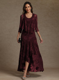 A-Line/Princess Two-Piece Asymmetrical Appliques Ankle-Length Mother of the Bride Dresses with Jacket