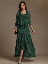 A-Line/Princess Two-Piece Asymmetrical Appliques Ankle-Length Mother of the Bride Dresses with Jacket