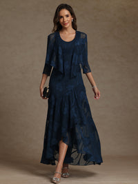 A-Line/Princess Two-Piece Asymmetrical Appliques Ankle-Length Mother of the Bride Dresses with Jacket