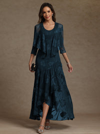 A-Line/Princess Two-Piece Asymmetrical Appliques Ankle-Length Mother of the Bride Dresses with Jacket