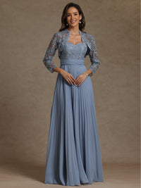 A-Line/Princess Sweetheart Two-Piece Lace Appliques Floor-Length Mother of the Bride Dresses with Jacket