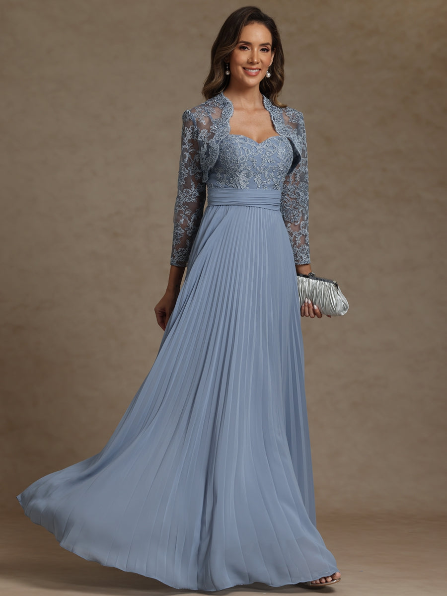 A-Line/Princess Sweetheart Two-Piece Lace Appliques Floor-Length Mother of the Bride Dresses with Jacket