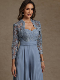 A-Line/Princess Sweetheart Two-Piece Lace Appliques Floor-Length Mother of the Bride Dresses with Jacket