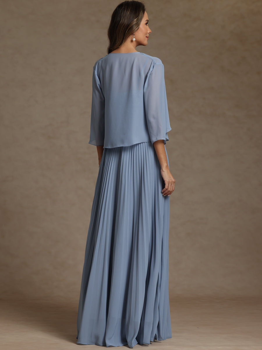 A-Line/Princess Sweetheart Two-Piece Pleated Appliques Floor-Length Mother of the Bride Dresses with Jacket